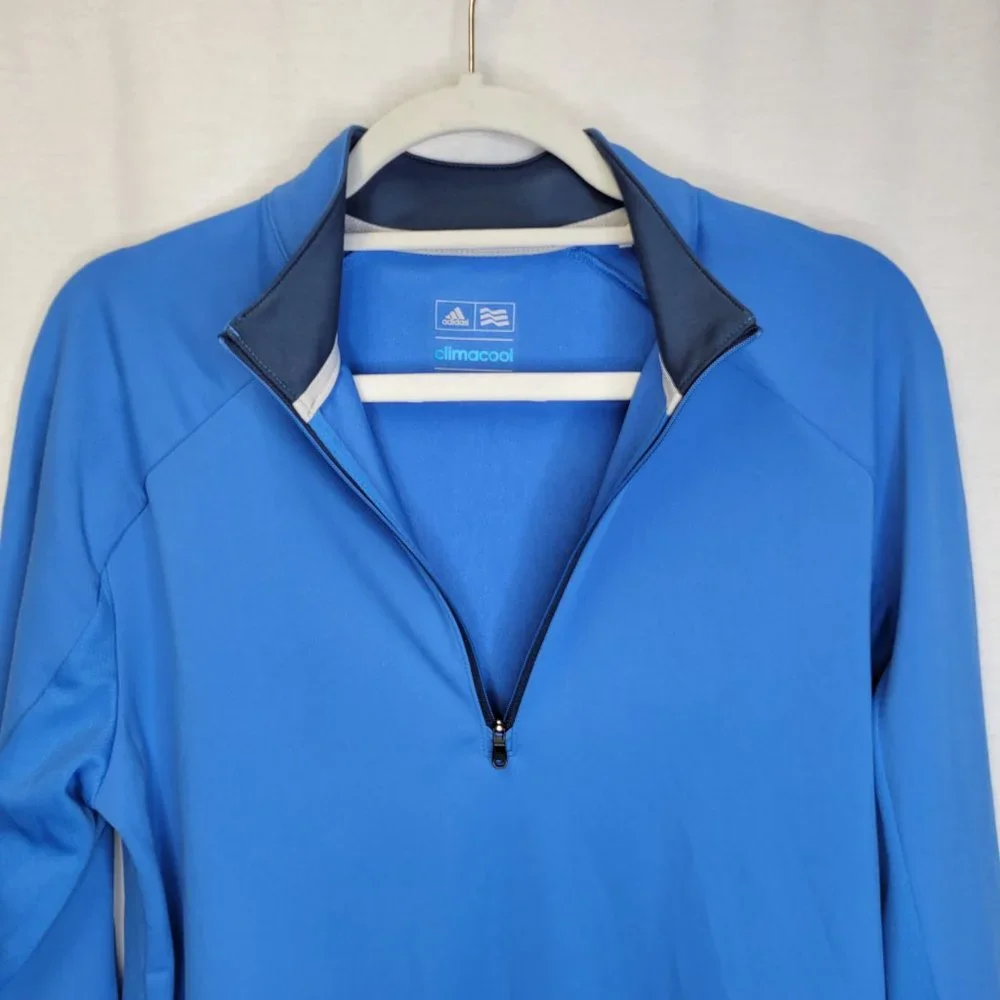 Adidas Men's Small Pullover 1/2 Zip Blue Climacool Long Sleeve